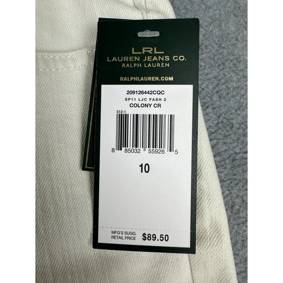 Lauren Jeans Co Ralph Lauren Jeans Womens 10 White Mid Rise Straight Stretch NWT - Picture 2 of 10